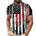 thumbnail image 2 of ALLLIST Men's Tops Collared Black Short Sleeve Independence Day Pullover Casual Printed Button T-Shirts Men's Polo Shirts, 2 of 7
