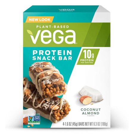 Vega Plant Protein Snack Bar, Coconut Almond, 10g Protein, 4