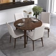 thumbnail image 4 of Allora 5-Piece Mid-Century Modern Dining Set w/ 4 Fabric dining chairs in Beige, 4 of 6