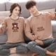 thumbnail image 2 of Conjunto de pijamas de dibujos animados para hombre y Mujer, ropa de dormir de algodón para parejas, Tops largos para dormir, pantalones, otoño y primavera, 2 of 4