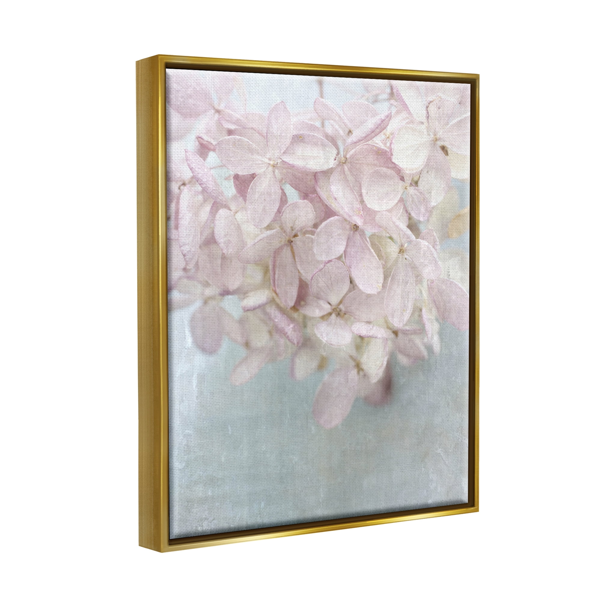 Stupell Industries Soft Pink Abstract Flower Petals Botanical & Floral Painting Gold Floater Framed Art Print Wall Art