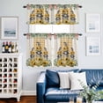 thumbnail image 2 of Floral Gnome Kitchen Curtains Valances and Tiers Set of 3 Spring Flower Leaf Yellow Plaid Linen Texture Tier Curtains and Valance with Rod Pocket for Small Windows, 27.5"x36", 2 of 9