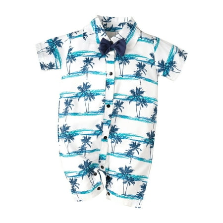 

Newborn Infant Boys Gentleman Beach Jumpsuit Button Down Bowknot Romper Playsuit Outfits Clothes 0-24 Months