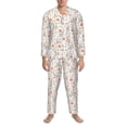 thumbnail image 3 of Daiia Flower Rabbit for Men's Long-Sleeved Pajama Set – Soft & Comfortable Sleepwear Button-Up Pajamas Cozy Lounge Wear-, 3 of 7