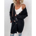 thumbnail image 4 of SWSMCLT Women's Long Sleeve Cardigan Sweater Deep V Neck Button Long Outerwear Knit Winter Soft Fall Fashion Warm Black X-Large, 4 of 4