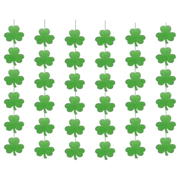 Shamrock Garland 6 PCS St Patricks Day Decorative Fiern Flags (vertical)