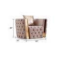 thumbnail image 5 of Naomi Button Tufted 3 Pc Set with Velvet Fabric and Gold Accent in Taupe, 5 of 6