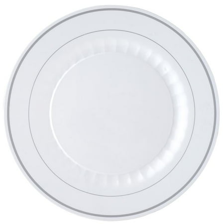 - BalsaCircle 12 pcs Disposable Plastic Plates with Trim for Wedding Reception Party Buffet Catering Tableware
