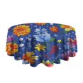 thumbnail image 5 of Pioneer Flower Floral Print Pattern Round Tablecloth 60"x60",Wrinkle Wipeable Table Cloth for Kitchen Dining Room Picnic Patio Party, 5 of 6