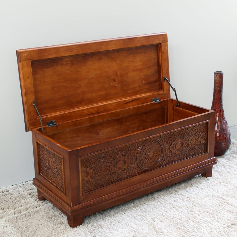 International Caravan Windsor Carved Wood Trunk International Caravan Windsor Carved Wood Trunk