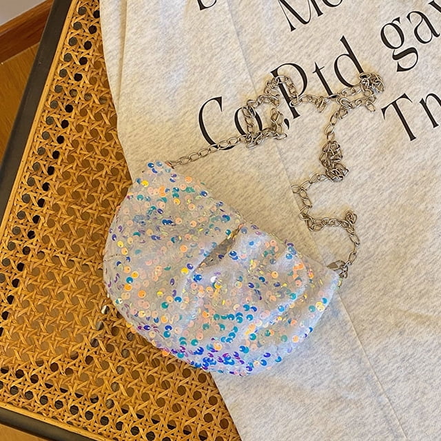 Bolso pequeño con lentejuelas y cadena de celebridades de Internet, bolso plisado para mujer, primavera 2025, nuevo bolso de bola de masa con todo incluido para mujer