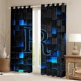 thumbnail image 2 of Erosebridal Abstract Letter Monogrammed R Black Out Curtains For Children Kids,Geometric Buffalo Plaid Curtains Pack of 2 (42x63 Each) For Teens Boys Girls, 2 of 6