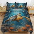 thumbnail image 6 of Nautical Green Sea Turtles 3 Pieces Duvet Cover with Zipper Closure,Premium Polyester Lightweight Bedding Set, 6 of 6