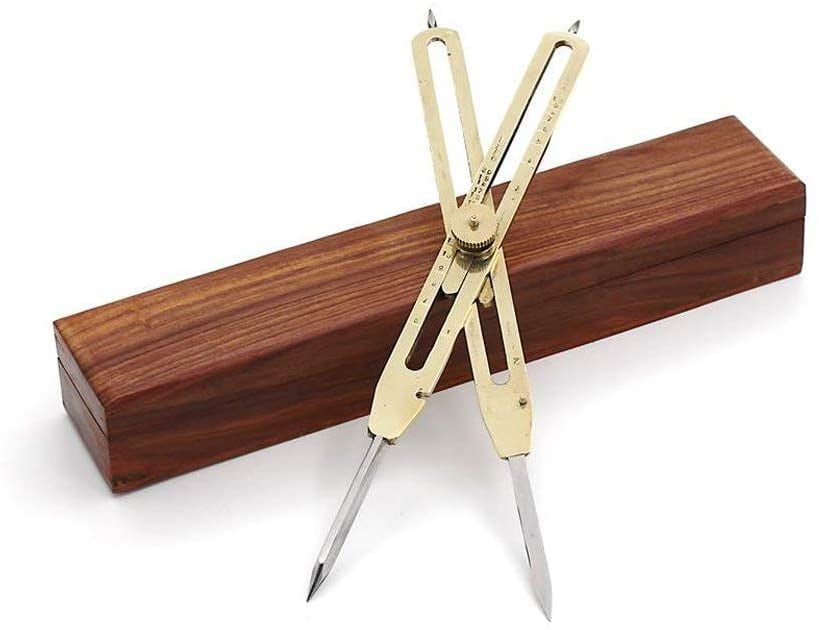 9" Proportional Brass Dividers Compass with Hard Wood Box and Stainless Steel