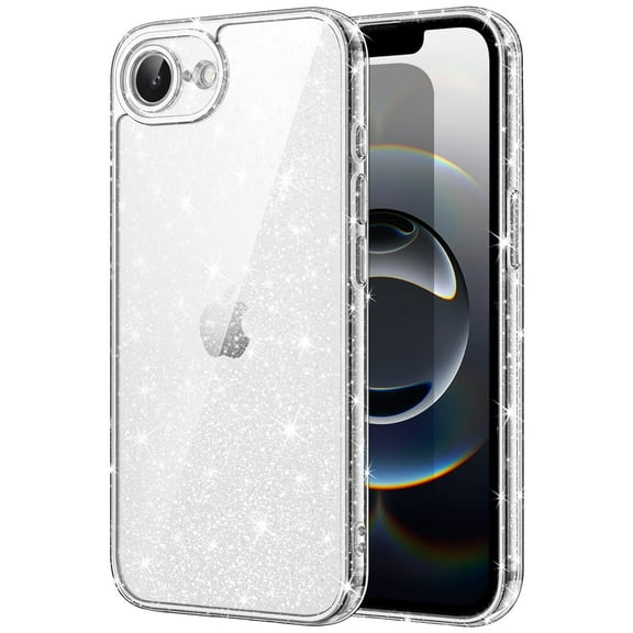 JETech Glitter Case for iPhone 17e (2026) / iPhone 16e, Bling Sparkle Shockproof Cover (Clear)