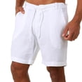 thumbnail image 3 of Men's Casual Beach Shorts Quick Dry Lightweight Swim Trunks, Elastic Waist Drawstring Loose Fit Breathable Athletic Hiking Vacation Summer | AESTIVO,White XL, 3 of 9