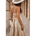 thumbnail image 4 of Ushdele Elegant Oatmeal Maxi Dress with Crossover Backless Design, 4 of 8