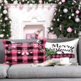 thumbnail image 5 of Christmas Pillow Covers Pink 12x20 Decorative Outdoor Farmhouse Merry Christmas Buffalo Plaid Truck Gnomes Christmas Pillow Shams Cases Slipcovers Set of 4 for Couch Sofa, 5 of 6