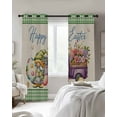thumbnail image 2 of Easter Blackout Curtains for Bedroom, Thermal Insulated Drapes, Green Gnomes Eggs Flowers Purple Truck Plaid Black Out Curtains 63 Inch Long Room Darkening Kitchen Curtains 42"x63" 2 Panels, 2 of 8