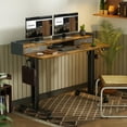 thumbnail image 4 of INNOVAR Electric Standing Desk with Drawers - Adjustable Height Computer Table, Small Stand up Desks with Storage​ Shelf, Adults Sit to Stand Splice Board Desk for Home Office,48 inch,Rustic Brown, 4 of 15