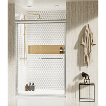 Dranite 48" X 72" Double Wheel Semi-Frameless 1/4 inch thick Glass Sliding Shower Door