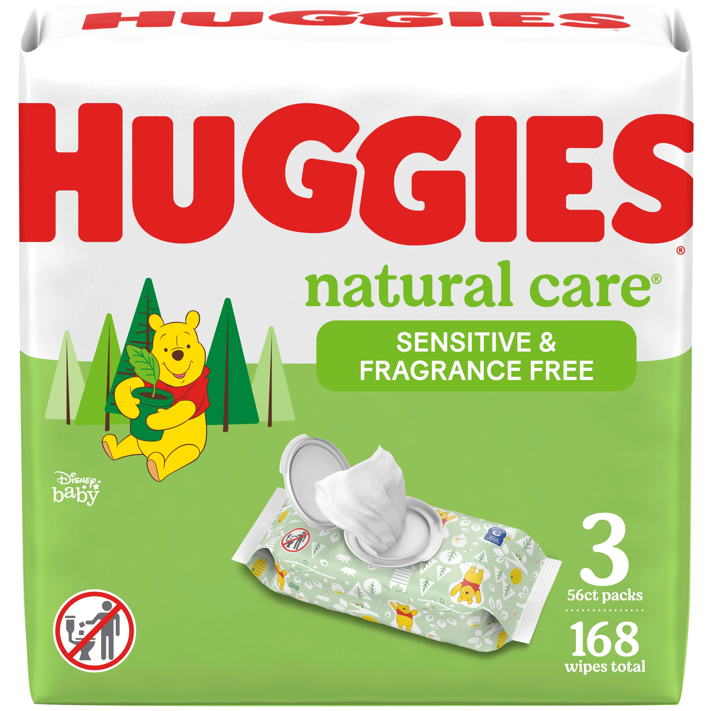 Huggies Natural Care Sensitive Baby Wipes, Unscented, 3 Pack, 168 