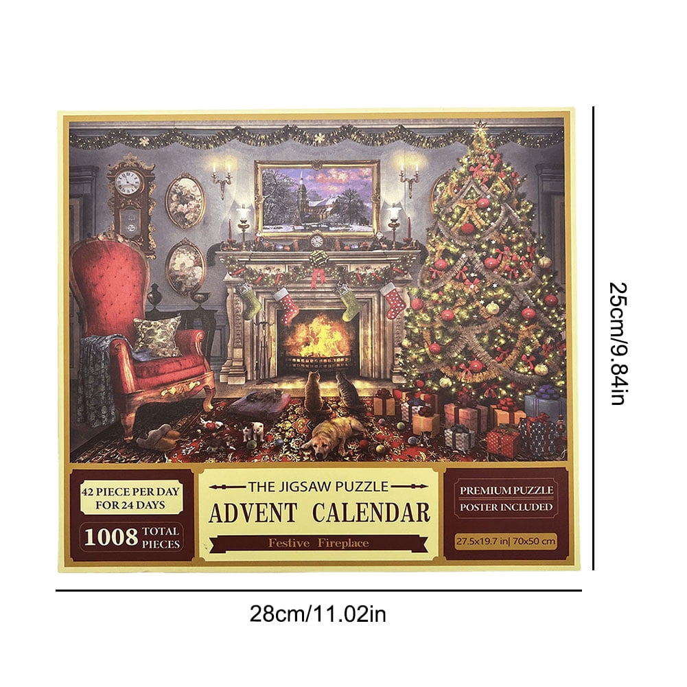 Calendario De Adviento Con Rompecabezas De 1008 Piezas, 24 Cajitas Para Contar Los Días Hasta Navidad, Puzzle Navideño De 70x50 Cm, Ideal Para Decorar Y Regalar A Toda La Familia