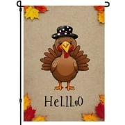 Hello Thanksgiving Porch Flags for Lawn Backyard Patio Porch, Versatile Happy Thanskgiving Cute Turkey Garden Flags for Outdoor, Cartoon Thanksgiving Day Garden Flag for Outdoor 28x40 Inch