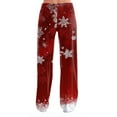 thumbnail image 7 of Women's Casual Fashion Christmas Printed Trousers Plush Casual Pants, Comfortable Home and Sleepwear Bottoms for Winter, Elastic Waist with Drawstring, Wine, M, 7 of 7