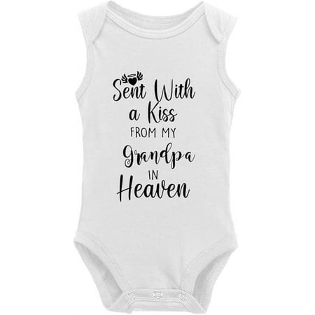 

Baby Onesie Sent with A Kiss from My Grandpa in Heaven-Newborn Infant Baby Bodysuit White Long Sleeve 0-24 Months
