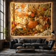 thumbnail image 6 of Cottagecore Tea Table With Pumpkins and Floral Basket, Cozy Vintage Style for Cottagecore Fans, Wall Decor, Housewarming Gift, Tapestry Wall Hanging for Bedroom and Living Room, 6 of 7