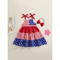 thumbnail image 4 of Raccmtaty Little Girl 4th of July Cami Dress Ice Cream Star Print Sleeveless A-Line Dress with Bow Headband, 4 of 8