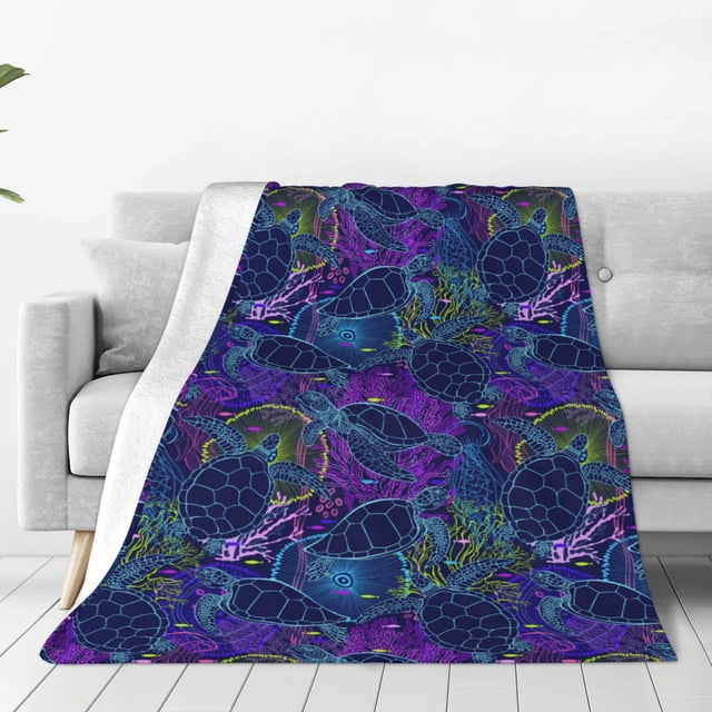 Balery Turtles Manta de Felpa Suave y Acogedora – Cobija de Franela Aterciopelada para Cama, Lavable y Cálida para Sofá, Mascotas, Transpirable-40"x30"
