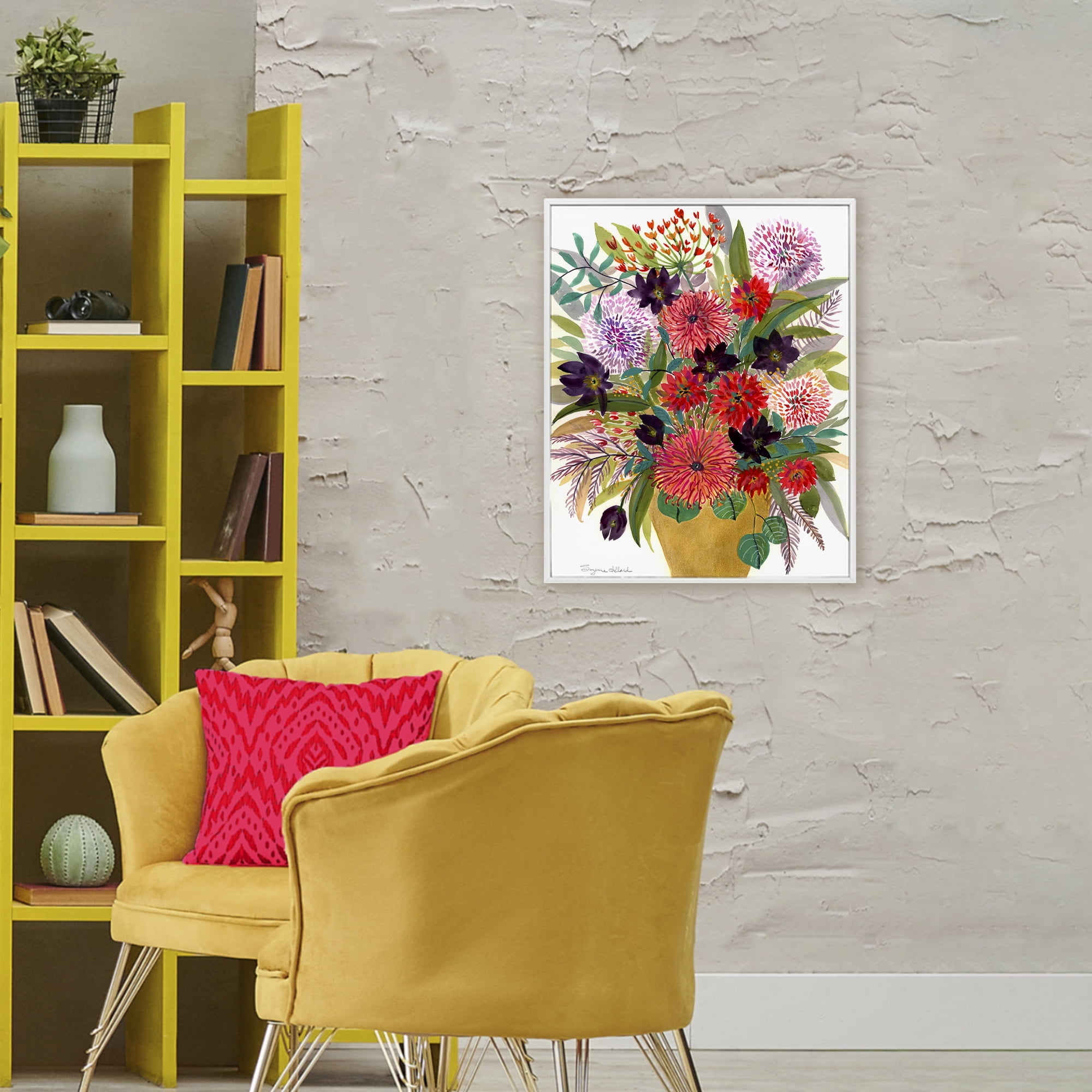 Stupell Industries Celebration Flower Bouquet White Framed Giclee Art, design by Suzanne Allard