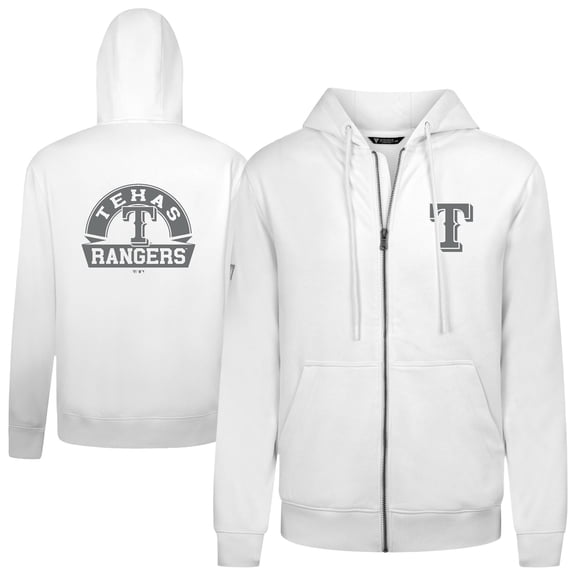 Men's Levelwear White Texas Rangers Podium Banner Arch Full-Zip Hoodie