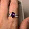 thumbnail image 4 of Purple Amethyst ring, marquise cut amethyst , engagement ring Three Stone Ring, 4 of 4