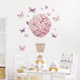 thumbnail image 2 of Adhesivos de pared con forma de globo aerostático con forma de flor rosa y mariposas, 2 of 4