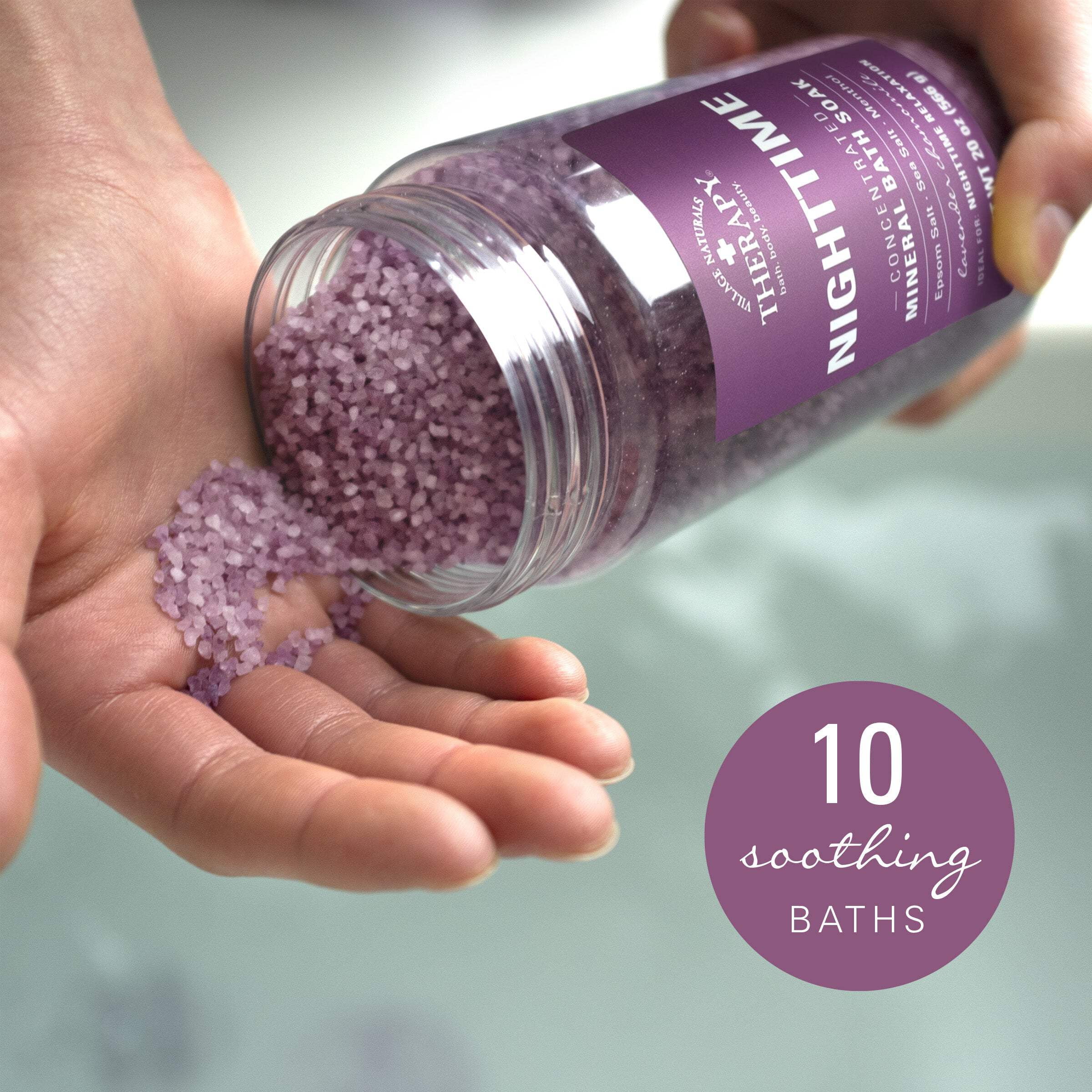 (4 pack) Village Naturals Therapy Nighttime Relief Concentrated Mineral Bath Soak