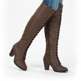 thumbnail image 5 of Forever Camila-48 Women's Lace Up Over The Knee Boots Stacked Block High Heel Side Zipper Thigh High Boots Brown 6, 5 of 5