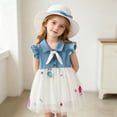 thumbnail image 6 of HAOTAGS Girls Casual Dresses Floral Prints Summer Lightweight Summer Cute Kids Denim Dress White Size 2, 6 of 8