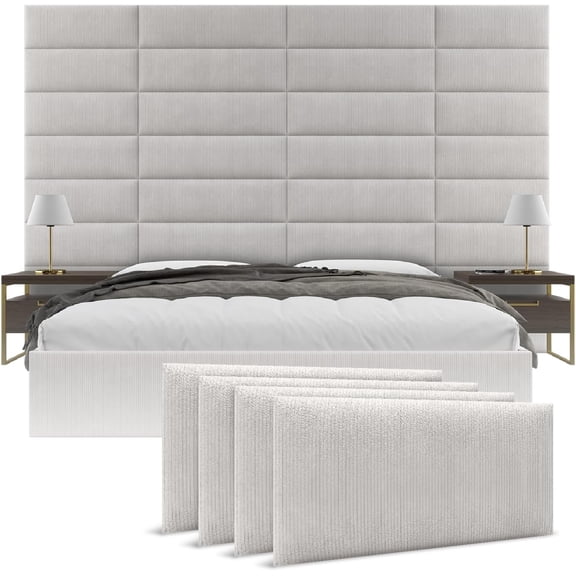 JessieMal Wall Mounted Headboard Panels, Queen/Full, Ribbed Stone