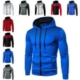 thumbnail image 4 of Huowey Men Sweatshirts Full Zip Casual Hoodie Slim Fit Long Sleeve Sport Sweatshirt Large Size With Pocket Sweatshirts,Blue,Xxxl, 4 of 6