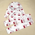 thumbnail image 2 of KKBOTIVE Womens Silk Satin Pajamas Set - Womens Pajamas Long Pants Sleepwear Sets Soft Comfy Night Wear V Neck Loungewear Cute Pajama Wear ( Pink-d Size: XL ), 2 of 5