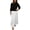 White, variant on Women's Solid Color Long Sleeve Jumperand Pleated Bottom Dress Fashion Casual Patchwork Crewneck Spring Dresses Black L