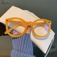 thumbnail image 5 of Retro Round Large Frame Plain Glasses Candy Color Bold Frame Glasses Men Women Fashion Blue Light Blocking Glasses Eyewear CHINA, 5 of 5