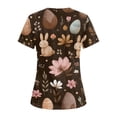 thumbnail image 4 of Women's V-Neck Short Sleeve Easter Bunny Print Scrub Tops - Medical Workwear for Easter & Daily Shift, 4 of 4
