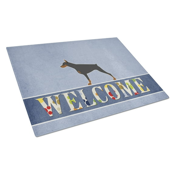 Caroline's Treasures Doberman Pinscher Welcome Glass Cutting Board Large