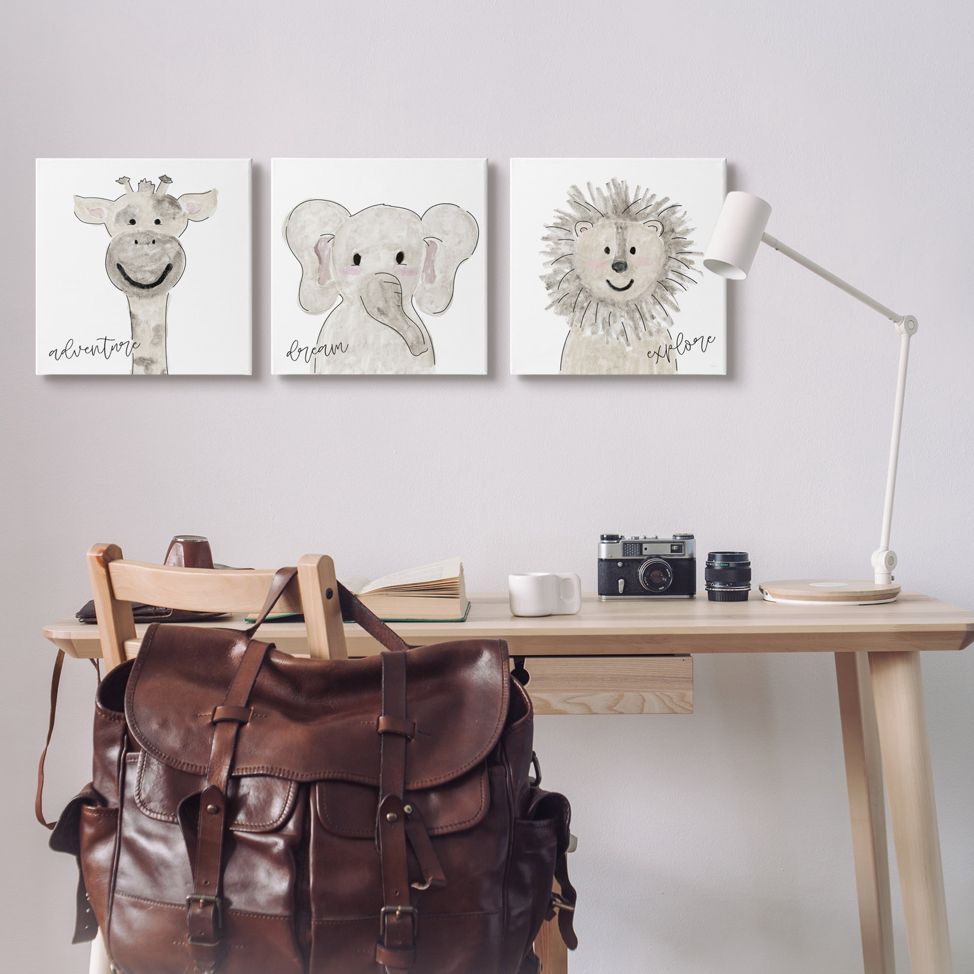 Stupell Industries Cute Cartoon Animals Illustration Adventure Dream Explore Quote , 17 x 17, Design by Natalie Carpentieri