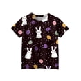 thumbnail image 5 of YOUYEDIAN Girls Easter T Shirts Kids 2026 Festival Cute Bunny Graphic Short Sleeve Shirts Holiday Casual Funny Cotton Outfits (Dark Purple, 13-14 Years), 5 of 5