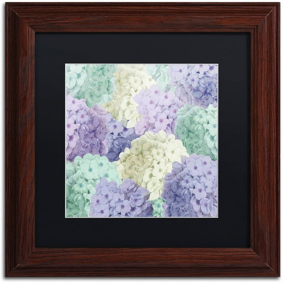 Trademark Fine Art "Hortensia Groundless Cool Tones" Canvas Art by Color Bakery Black Matte, Wood Frame
